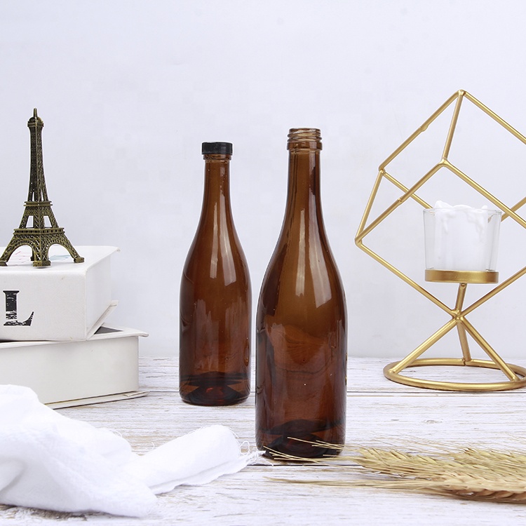 100ml Mini Amber Glass Champagne Bottle Wine Liquor Sauce Bottle With Plastic Screw Cap