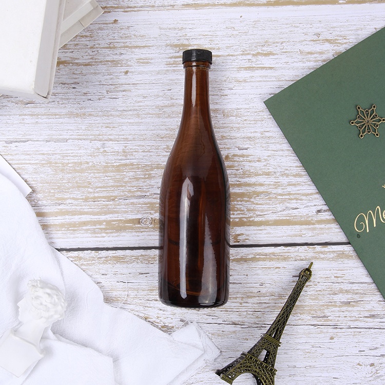 100ml Mini Amber Glass Champagne Bottle Wine Liquor Sauce Bottle With Plastic Screw Cap
