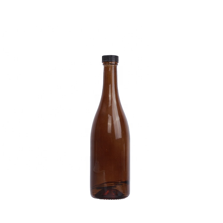100ml Mini Amber Glass Champagne Bottle Wine Liquor Sauce Bottle With Plastic Screw Cap