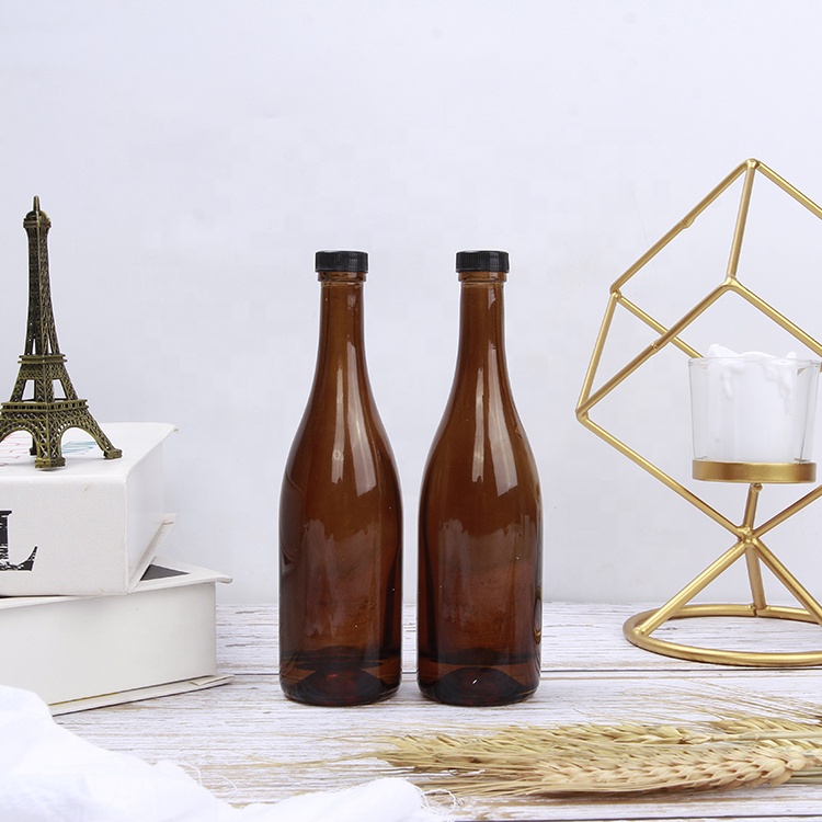 100ml Mini Amber Glass Champagne Bottle Wine Liquor Sauce Bottle With Plastic Screw Cap