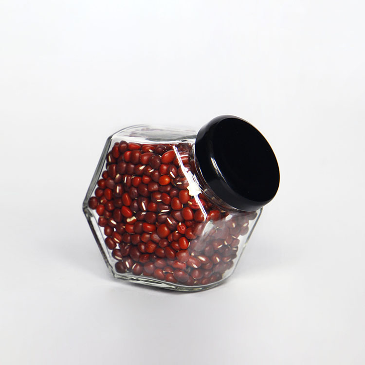 100ml Mini Hexagon Glass Bottle With Metal Cap, Small Glass Honey Jar