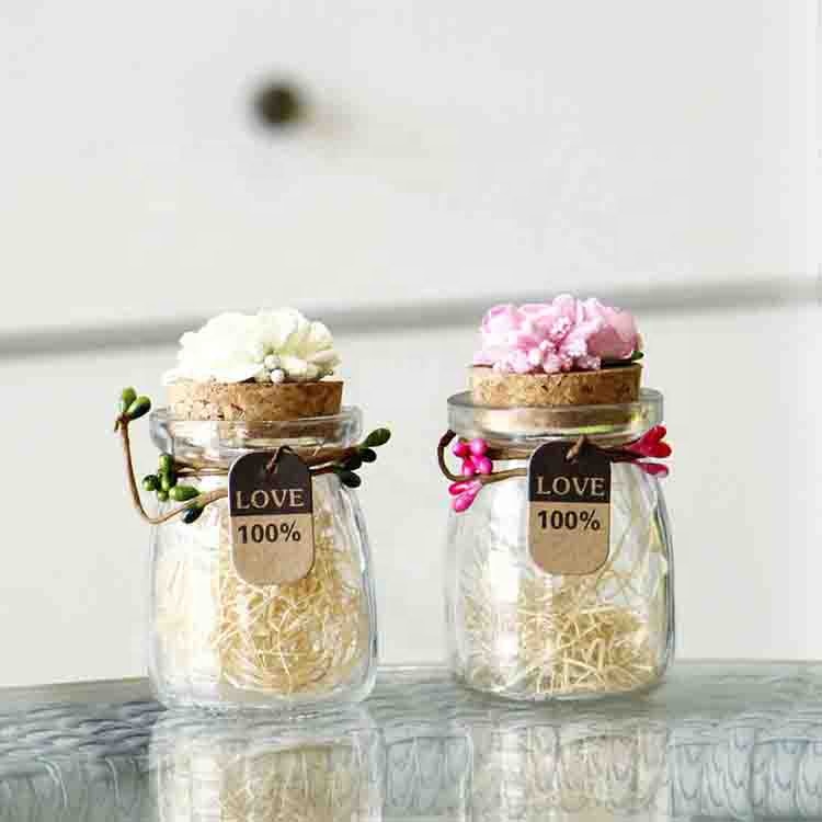 100ml Mini wholesale glass bottles with cork lid pudding yogurt candy jars for home decoration