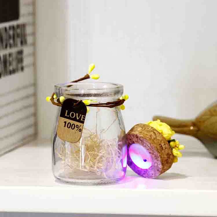 100ml Mini wholesale glass bottles with cork lid pudding yogurt candy jars for home decoration