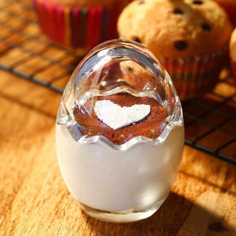100ml Mousses egg shell shapepudding cup glass for yogurt pudding jar glass