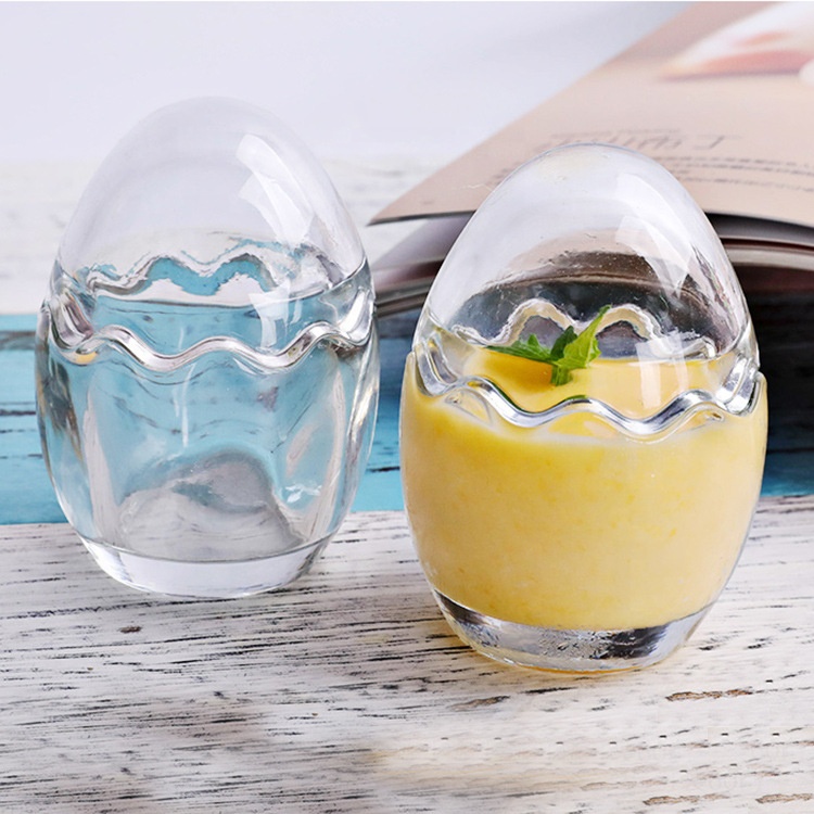 100ml Mousses egg shell shapepudding cup glass for yogurt pudding jar glass
