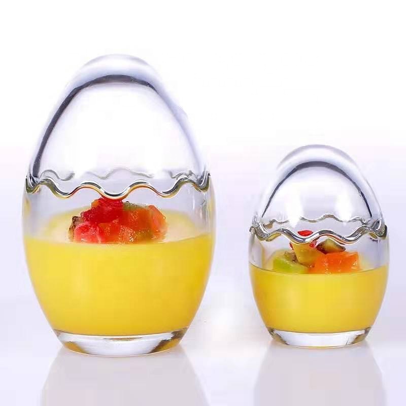 100ml Mousses egg shell shapepudding cup glass for yogurt pudding jar glass