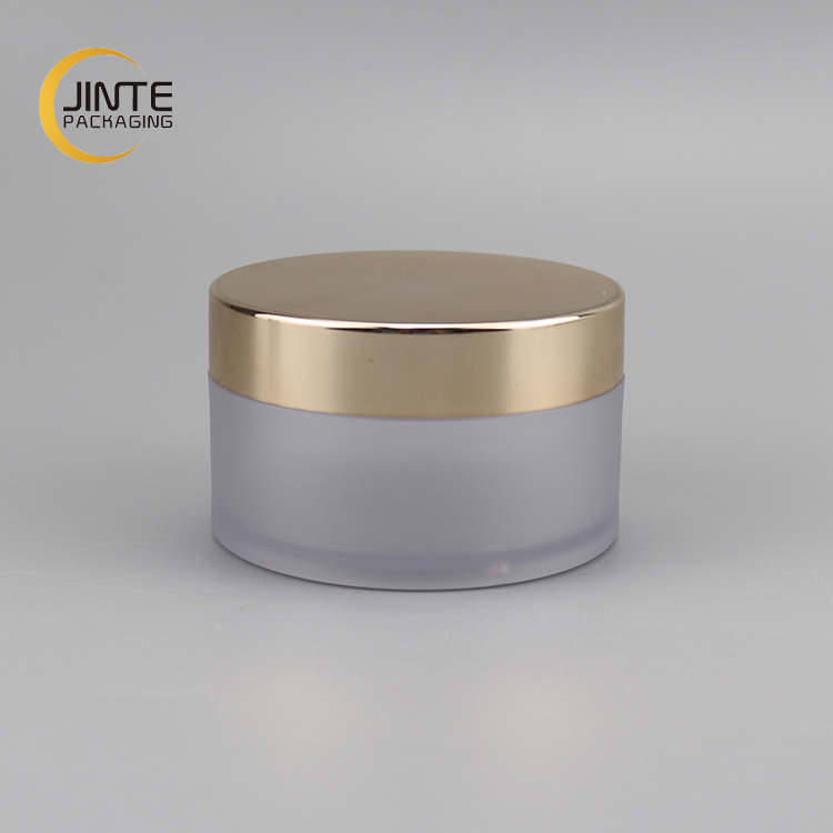 100ml PETG Frosted Jar with Shiny Gold Cap Empty Makeup Container