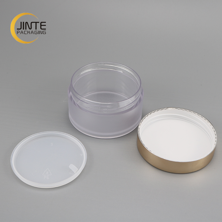 100ml PETG Frosted Jar with Shiny Gold Cap Empty Makeup Container
