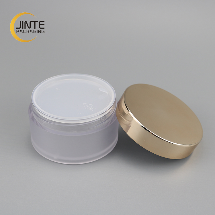 100ml PETG Frosted Jar with Shiny Gold Cap Empty Makeup Container