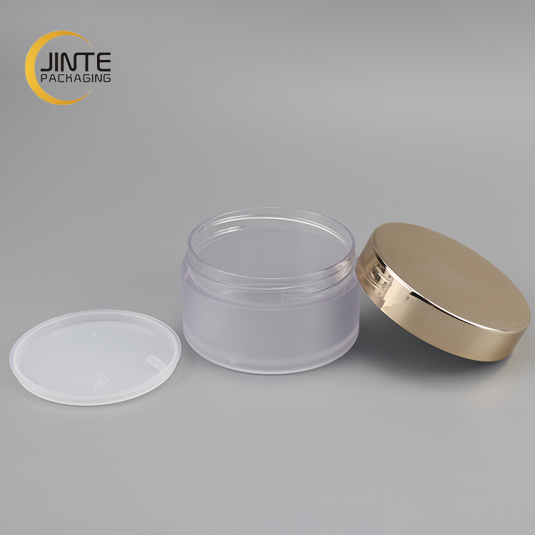 100ml PETG Frosted Jar with Shiny Gold Cap Empty Makeup Container