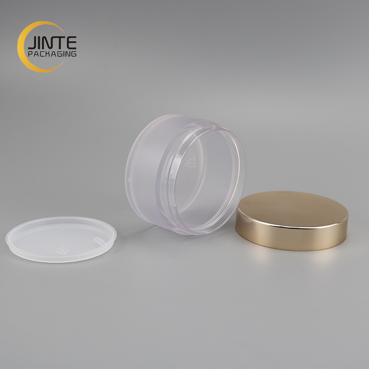 100ml PETG Frosted Jar with Shiny Gold Cap Empty Makeup Container