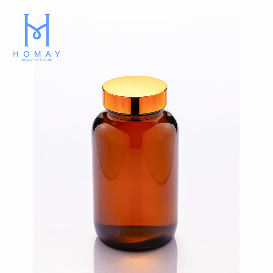 100ml Pharmaceutical use amber wide mouth glass pill bottle for pill / tablet for medical with caps