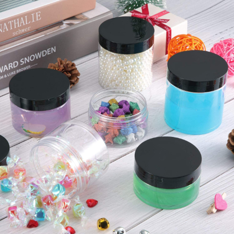 100ml Plastic Pot Jars Round Clear Leak Proof Plastic Container Jars with Lid for Eye Shadow, Nails, Paint,Jewelry