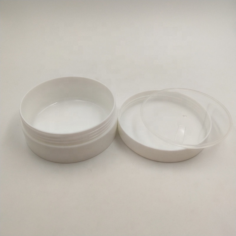 100ml Plastic Sunk Bottom white Eye Cream Jar with inner lid, screw cap, concave bottom 100g Cylinder Flat PP Pot