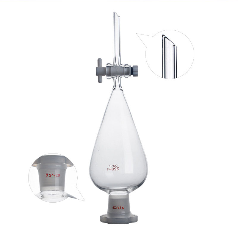 100ml Ptfe pear shaped separatory funnel Perfume special for experiment glass bottles with Tetrafluoro-regulating switch