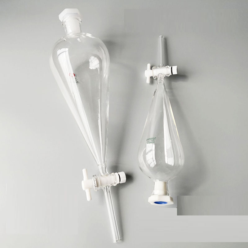 100ml Ptfe pear shaped separatory funnel Perfume special for experiment glass bottles with Tetrafluoro-regulating switch