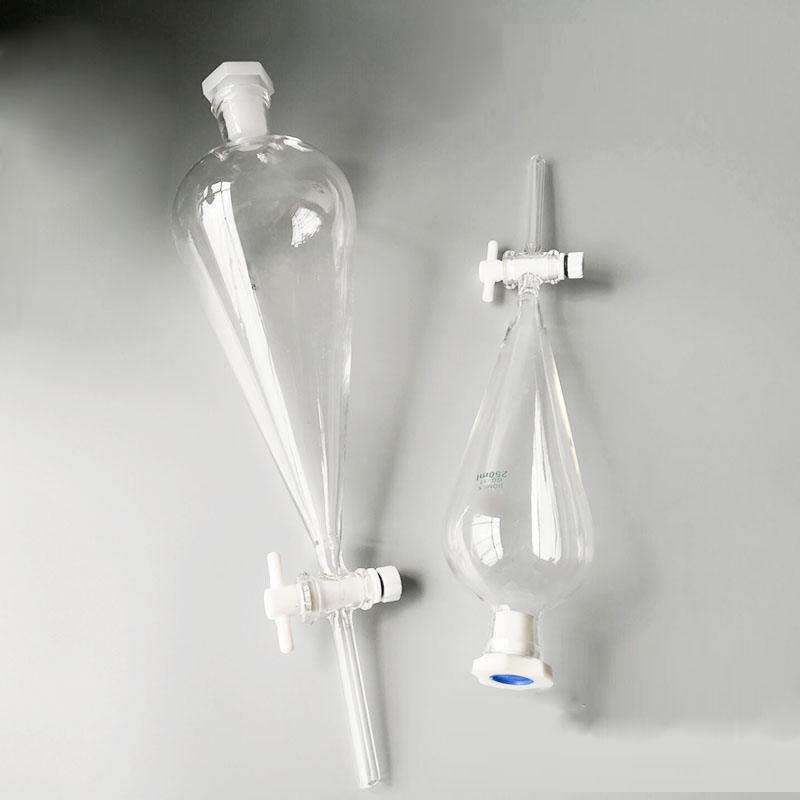 100ml Ptfe pear shaped separatory funnel Perfume special for experiment glass bottles with Tetrafluoro-regulating switch