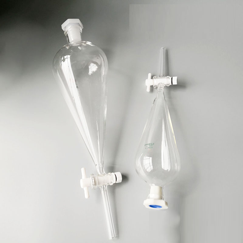 100ml Ptfe pear shaped separatory funnel Perfume special for experiment glass bottles with Tetrafluoro-regulating switch