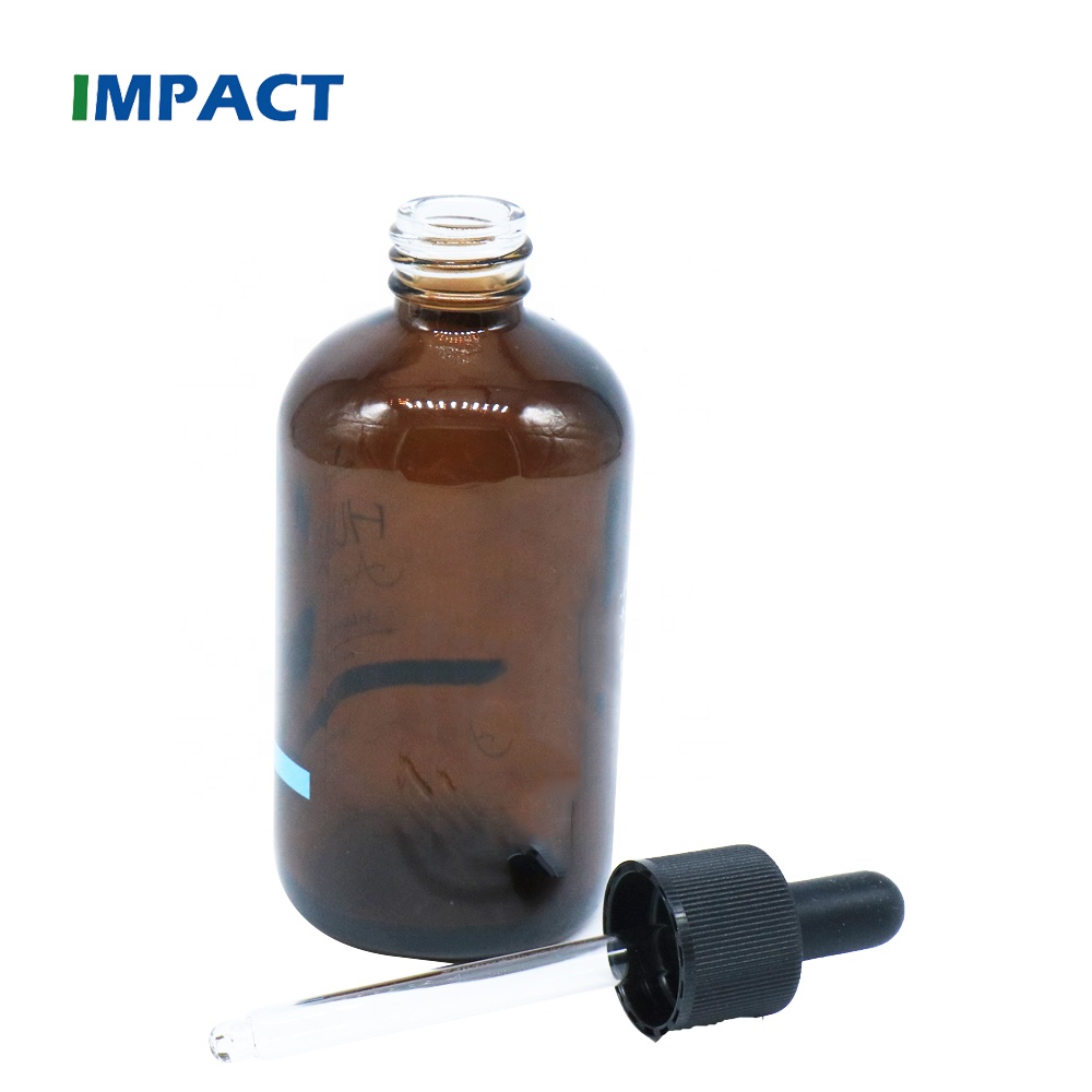 100ml Round Amber Glass Bottle with Custom Color Dropper