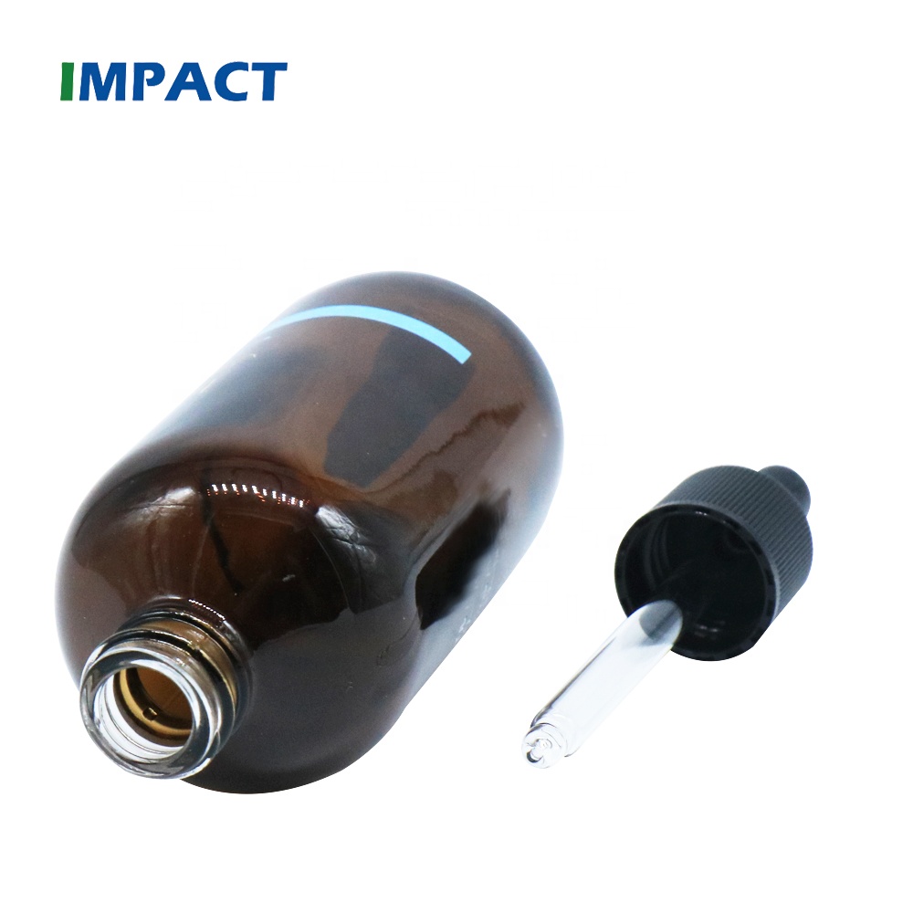 100ml Round Amber Glass Bottle with Custom Color Dropper