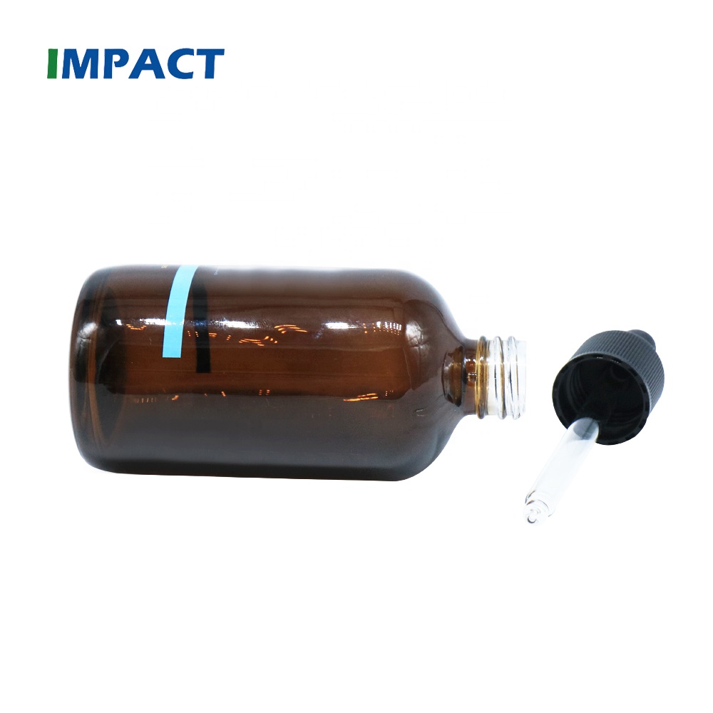 100ml Round Amber Glass Bottle with Custom Color Dropper
