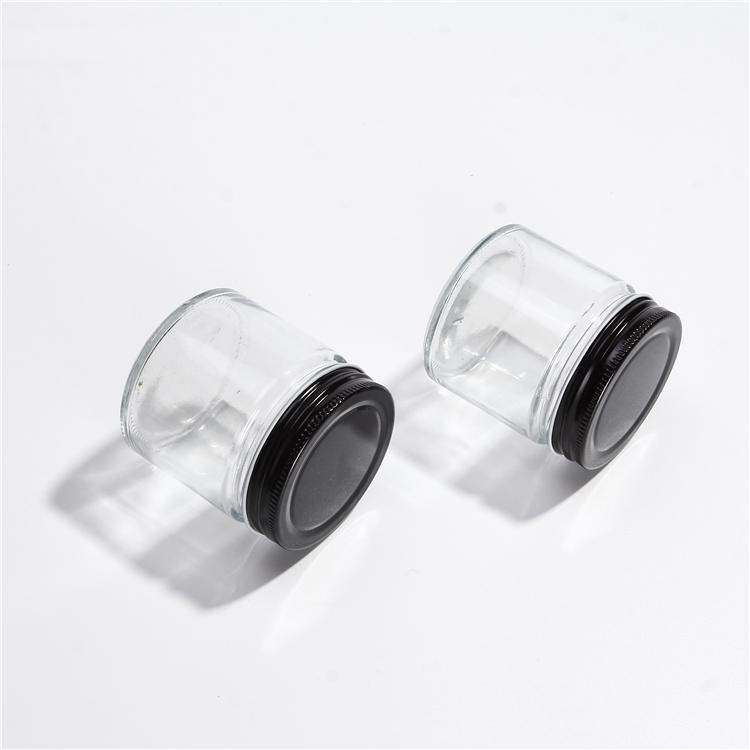 100ml Round Glass Jar With Black Aluminium Screw Lid For Beverage