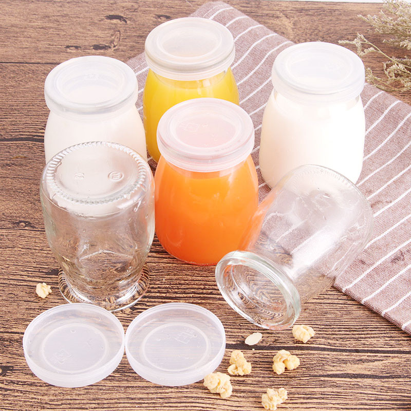 100ml Round Storage Container Milk Pudding Bottle Glass Yogurt Jars