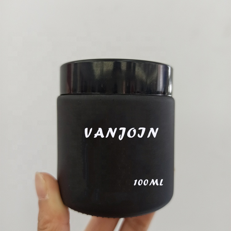 100ml Round amber empty cosmetic matte black painting cream glass jar for body salt storage