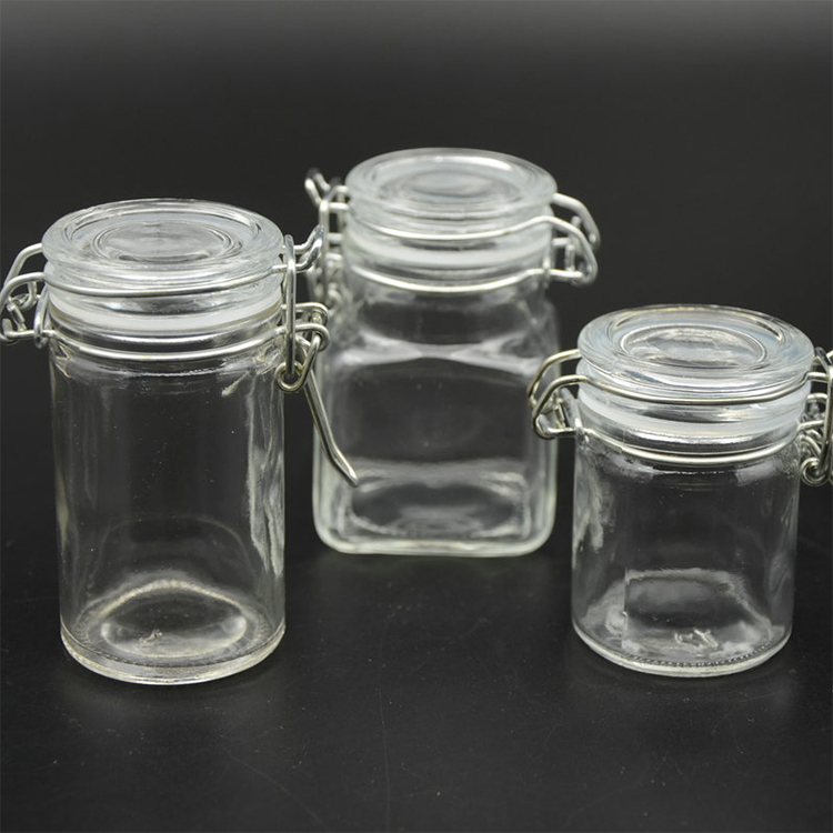 100ml Square Unbreakable Glass Storage Jar with lid clip