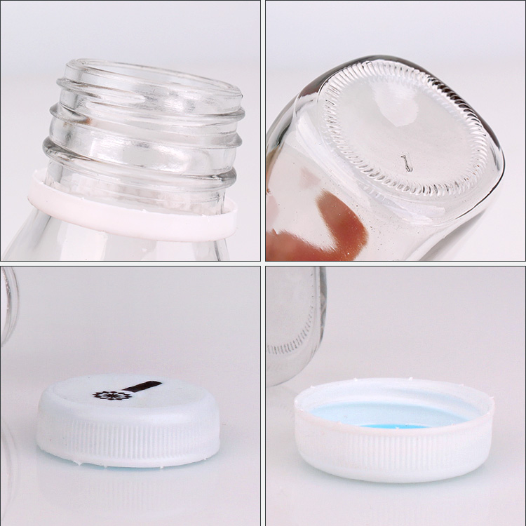 100ml Square glass beverage milk bottles with plastic screw cap