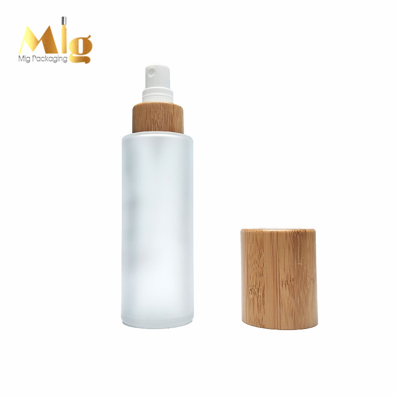 100ml Toner Mist Spray Cylinder Glass Bottle with Bamboo Lid Dropper Frost Skin Care Cream Personal Care