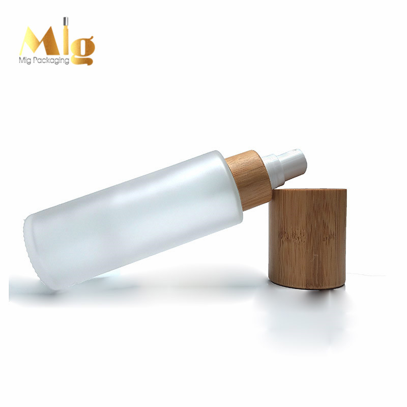 100ml Toner Mist Spray Cylinder Glass Bottle with Bamboo Lid Dropper Frost Skin Care Cream Personal Care