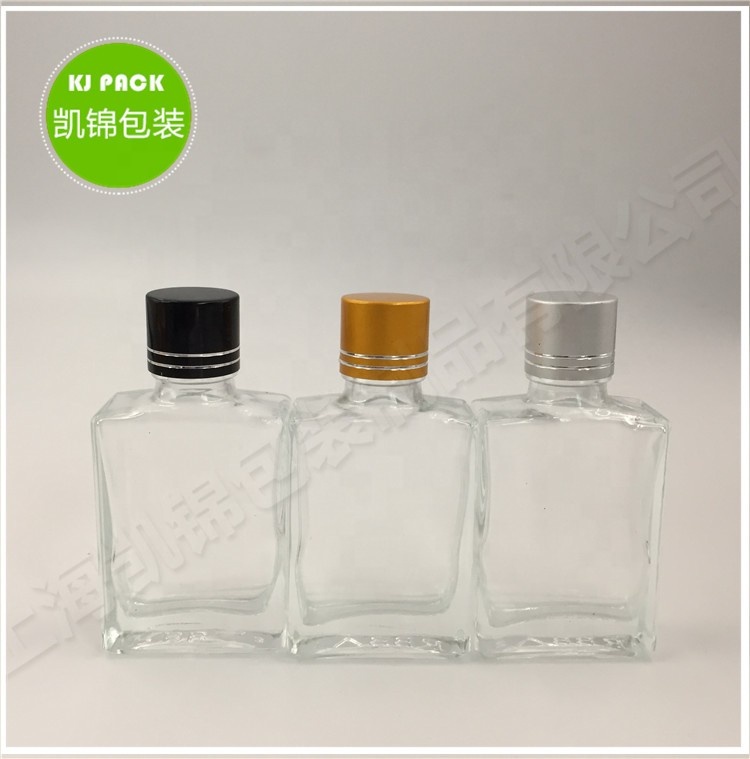 100ml Transparent clear square glass bottle rectangle cosmetic essential oil/ perfume bottle with screw cap