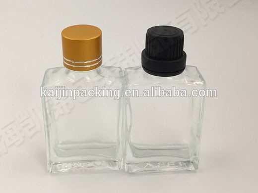 100ml Transparent clear square glass bottle rectangle cosmetic essential oil/ perfume bottle with screw cap
