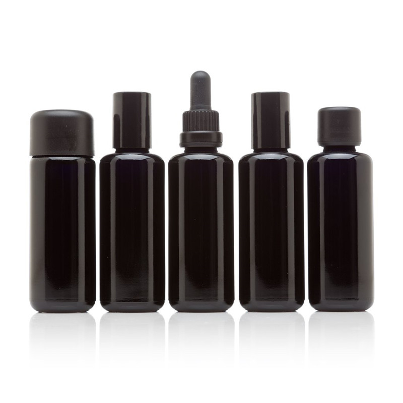 100ml Ultraviolet Glass Bottles - Empty Refillable Containers with Screwtop Lid and Spray Dispensing Cap