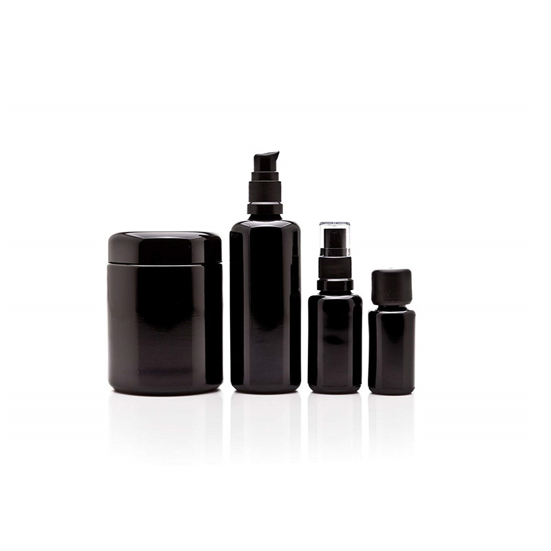 100ml Ultraviolet Glass Bottles - Empty Refillable Containers with Screwtop Lid and Spray Dispensing Cap