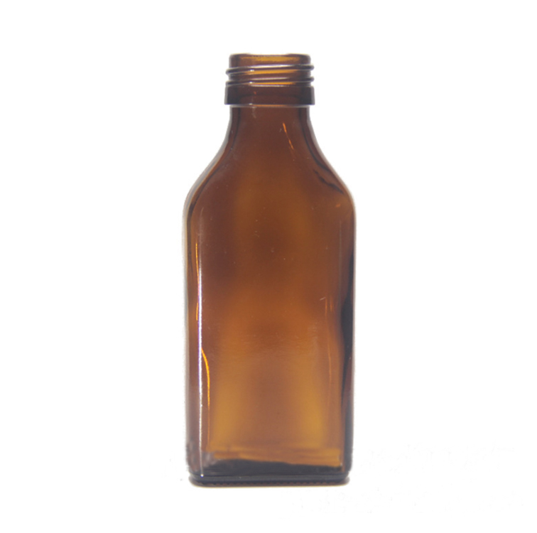 100ml amber flat square essential oil glass bottle syrup glass bottle