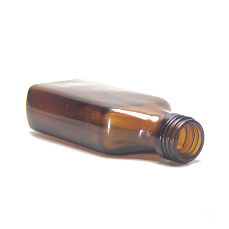 100ml amber flat square essential oil glass bottle syrup glass bottle