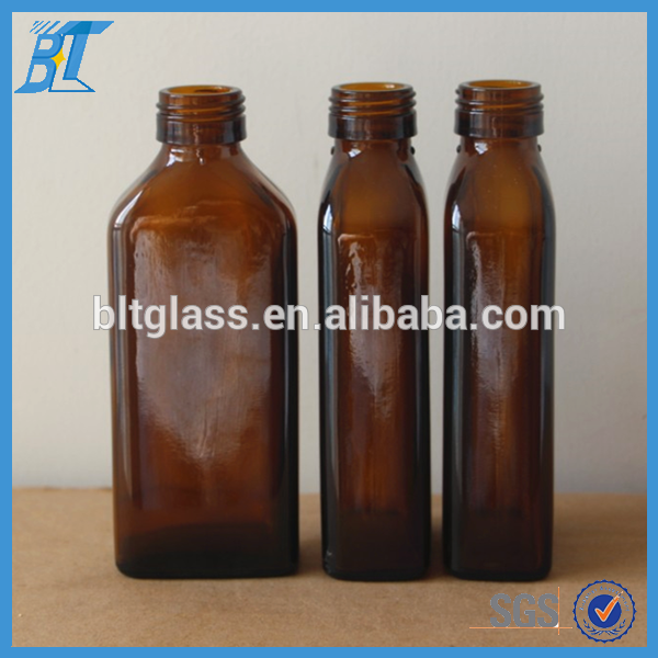 100ml amber flat square essential oil glass bottle syrup glass bottle