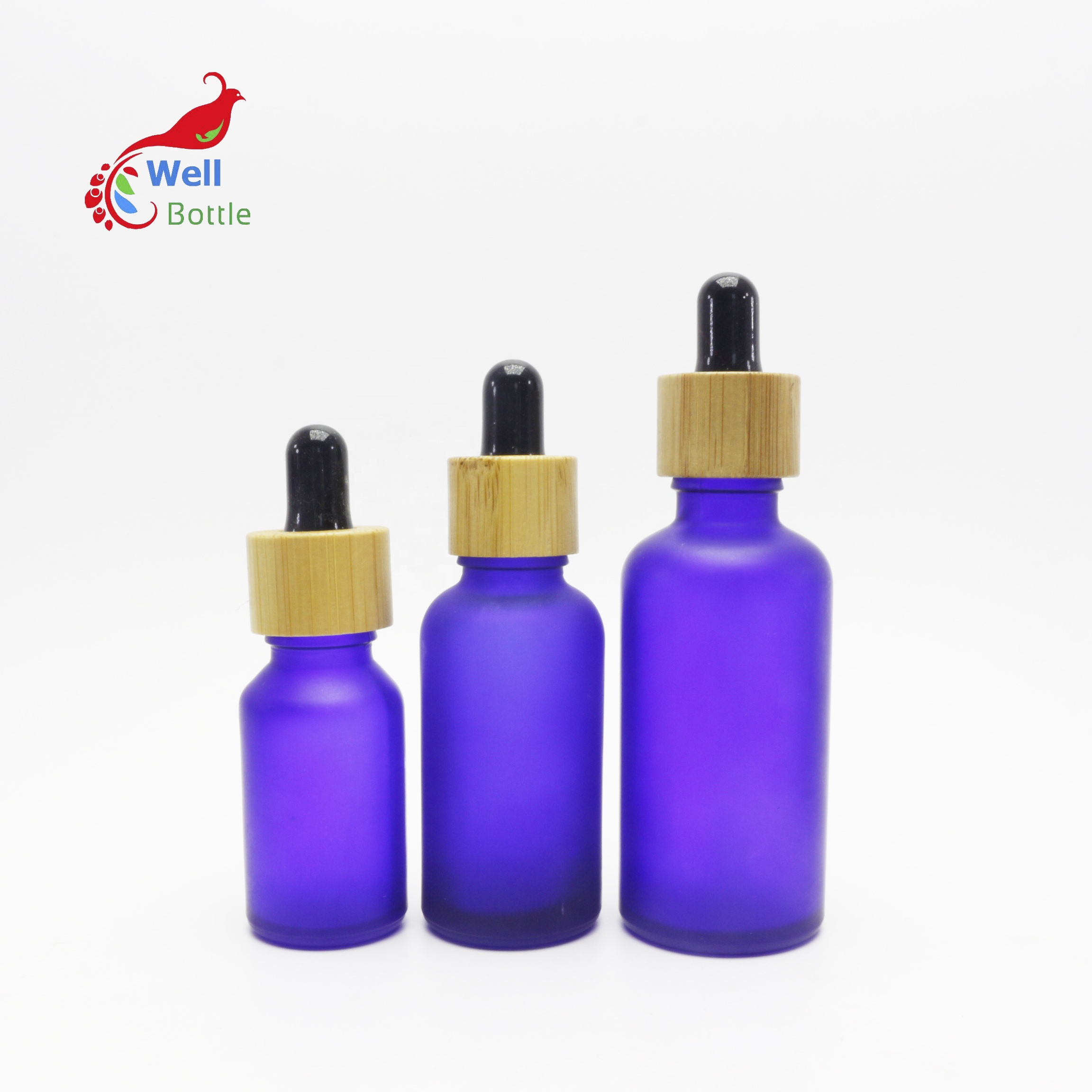 100ml amber frosted brown dropper pump spray essential oil glass cosmetic bottle with bamboo cap GB-80B