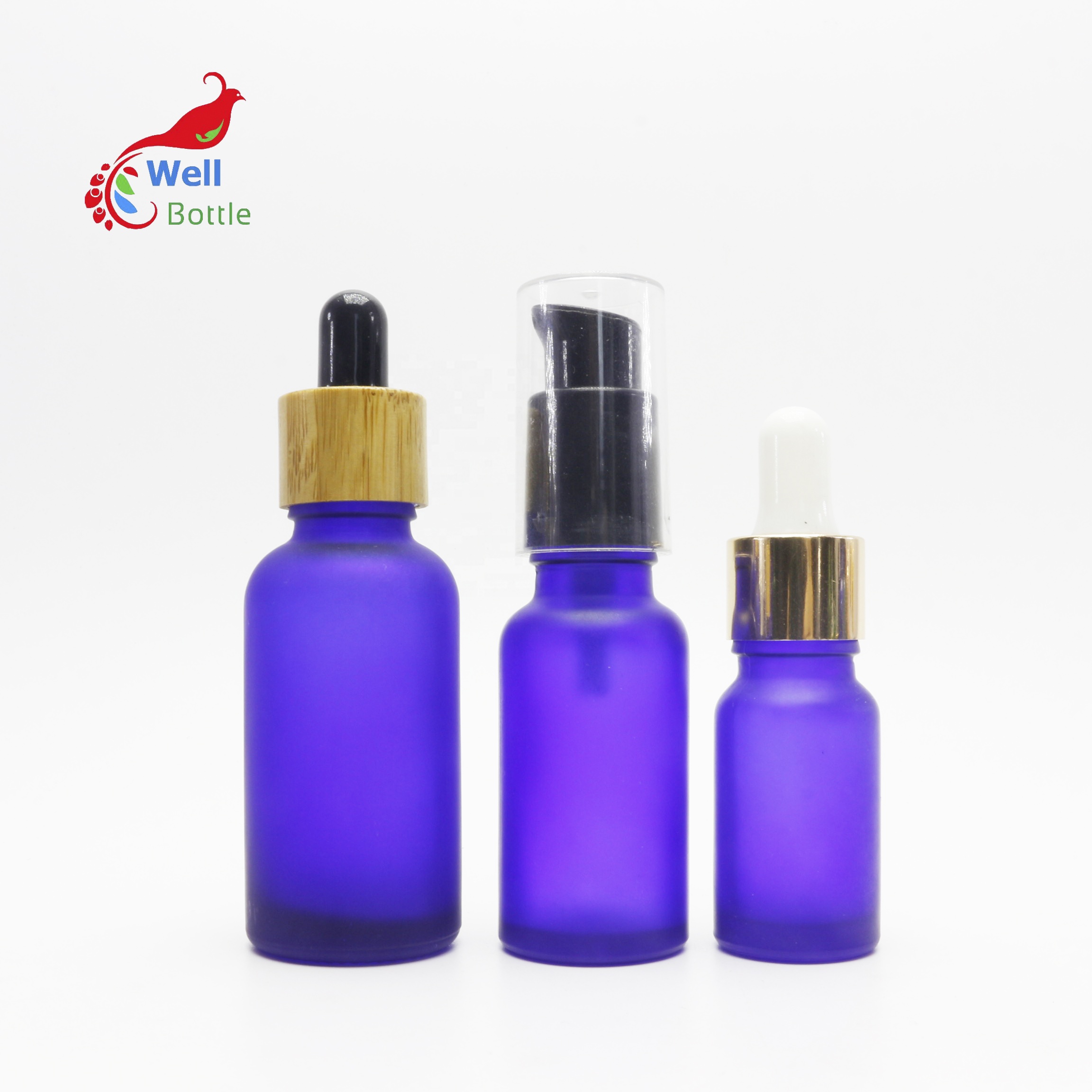 100ml amber frosted brown dropper pump spray essential oil glass cosmetic bottle with bamboo cap GB-80B