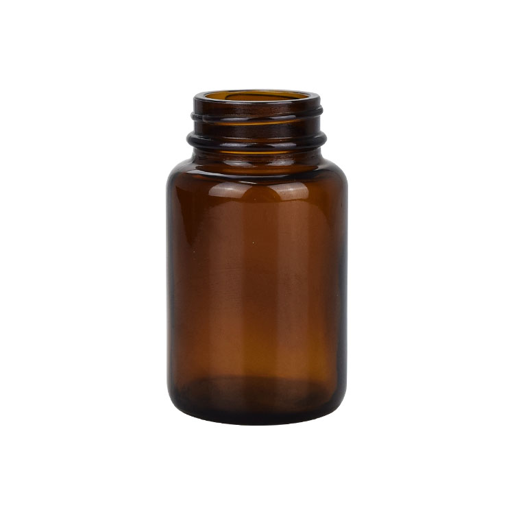 100ml amber glass bottle spice jar glass storage with bamboo cap for tablet