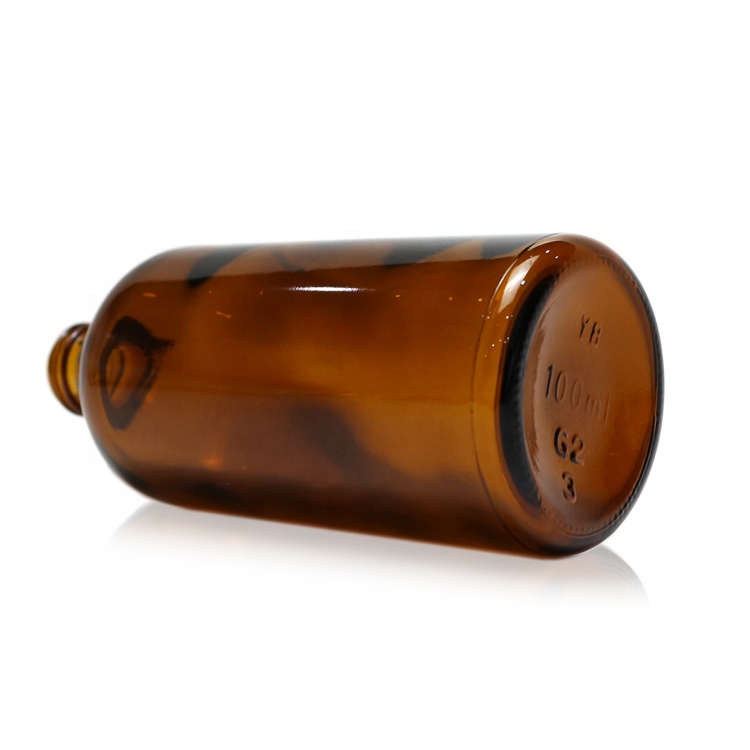 100ml amber glass essence oil bottle with black screw cap