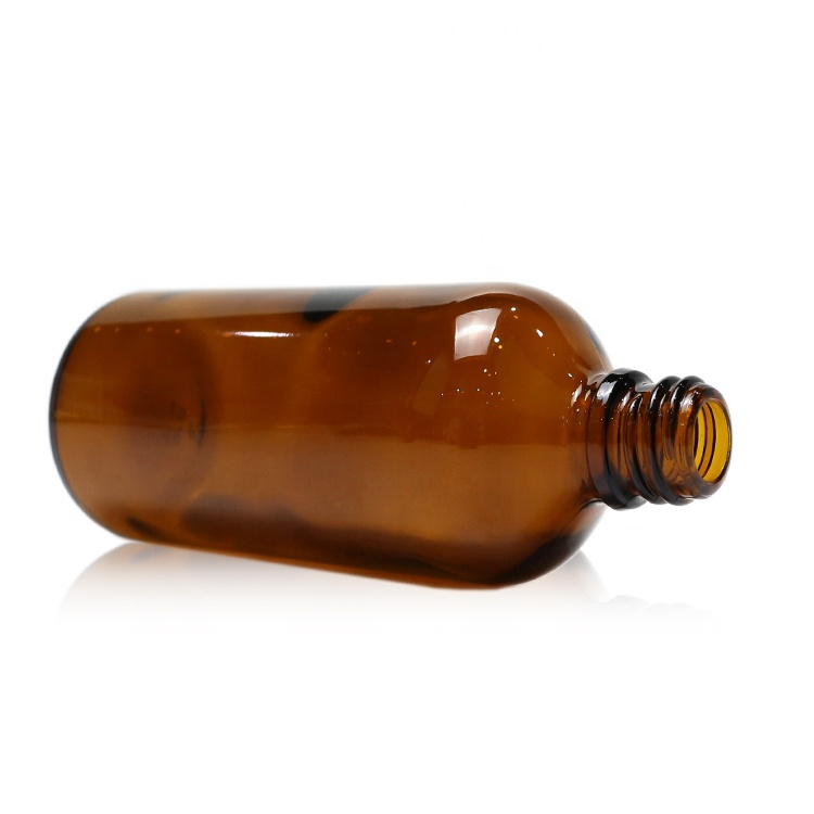 100ml amber glass essence oil bottle with black screw cap