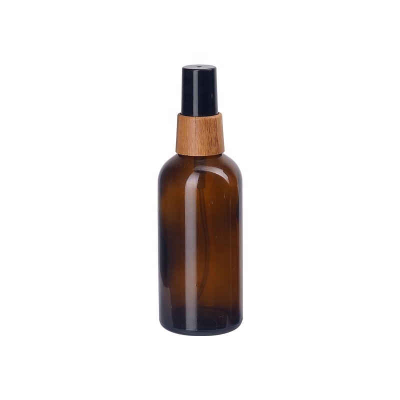 100ml amber glass fine mist spray bottles empty organic bamboo spray cap for toner