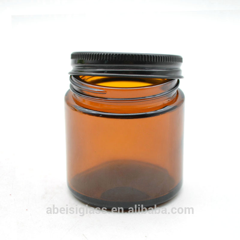 100ml amber glass scented candle jar with Aluminum lid