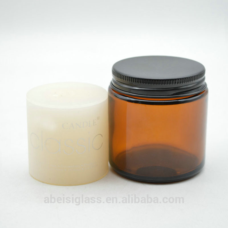 100ml amber glass scented candle jar with Aluminum lid