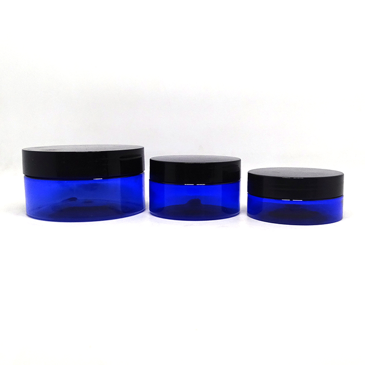 100ml blue face cream pot PET round plastic bpa free packaging jars for hair clay container