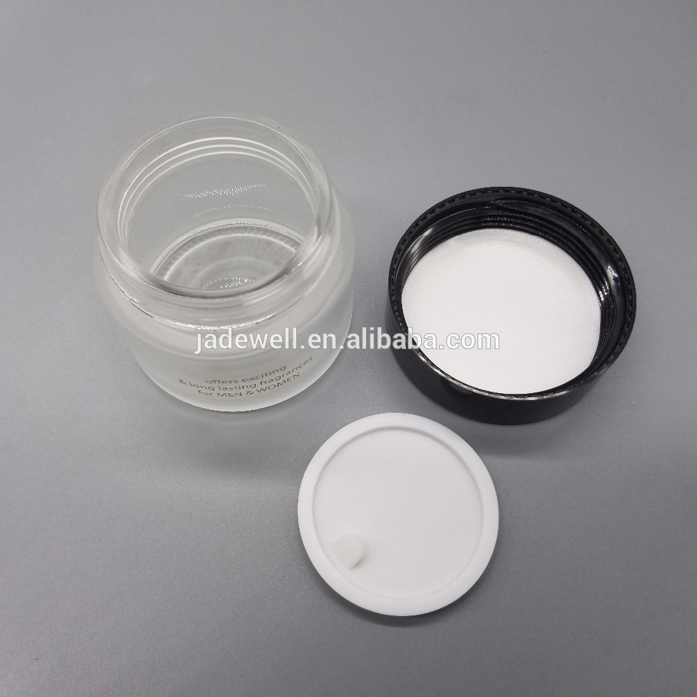 100ml cheap empty frosted matte glass cream jar with black plastic cap