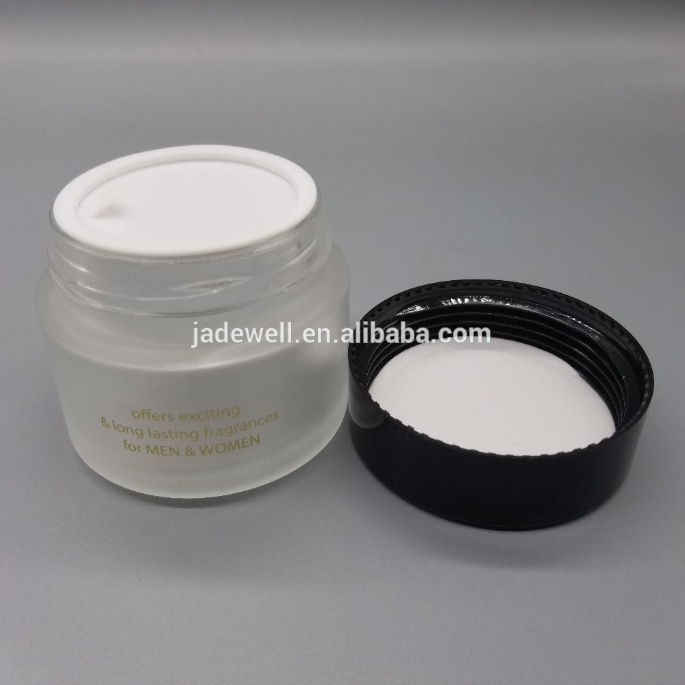 100ml cheap empty frosted matte glass cream jar with black plastic cap